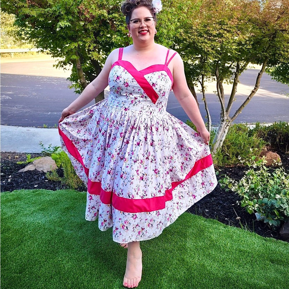 Unique Vintage Floral Swing Dress - 3X